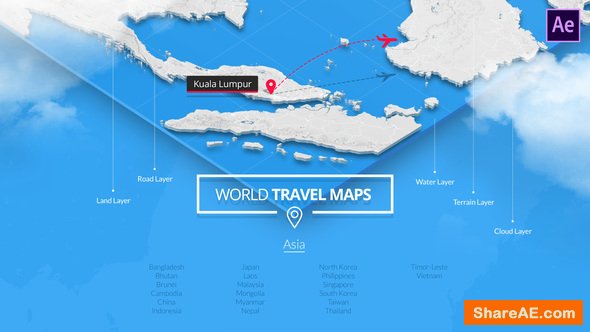 Videohive World Travel Maps - Asia Videohive World Travel Maps - Asia