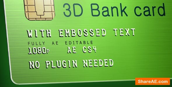 Videohive 3D Bank Card with Embossed Text Videohive 3D Bank Card with Embossed Text