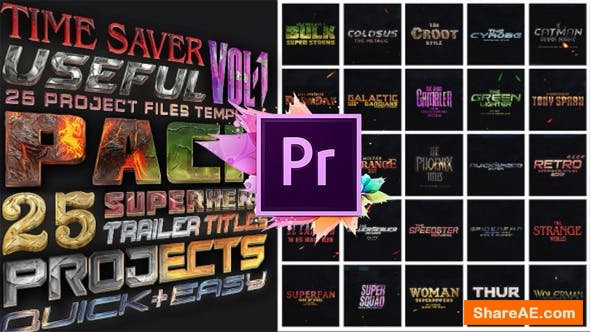 Videohive 25 SuperHero Titles Pack For Premiere Pro | Mogrt Videohive 25 SuperHero Titles Pack For Premiere Pro | Mogrt