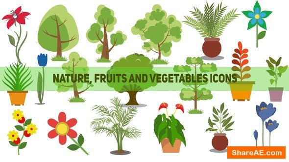 Videohive 110 Nature, Fruits and Vegetables Icons Videohive 110 Nature, Fruits and Vegetables Icons