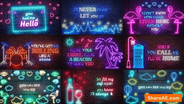Videohive Neon Lyrics Template Videohive Neon Lyrics Template