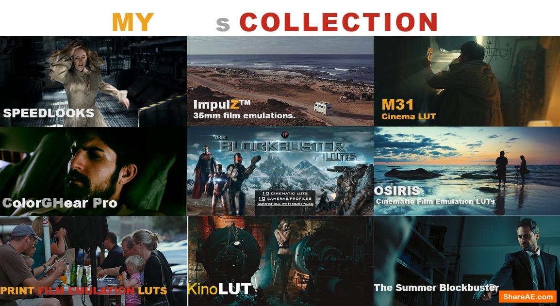 LUTs Collection: VisionColor - ImpulZ / KinoLUT by Cineplus / ColorGHear Pro/ Osiris etc..