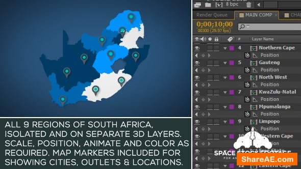Videohive South Africa Map Kit Videohive South Africa Map Kit
