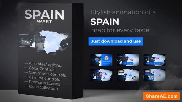 Videohive Spain Animated Map - Kingdom of Spain Map Kit Videohive Spain Animated Map - Kingdom of Spain Map Kit