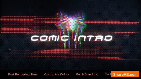 Videohive Glitch Comic Intro