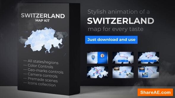 Videohive Switzerland Map - Swiss Confederation Map Kit Videohive Switzerland Map - Swiss Confederation Map Kit