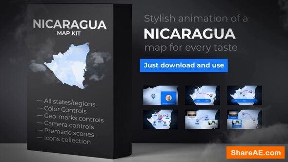 Videohive Nicaragua Animated Map - Republic of Nicaragua Map Kit Videohive Nicaragua Animated Map - Republic of Nicaragua Map Kit