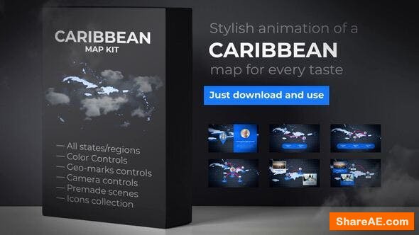 Videohive Map of Caribbean Islands with Countries - Caribbean Islands Map Kit Videohive Map of Caribbean Islands with Countries - Caribbean Islands Map Kit