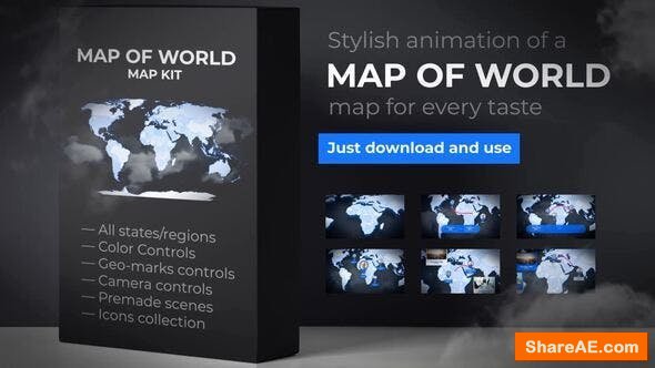 Videohive Map of World with Countries - Animated Map