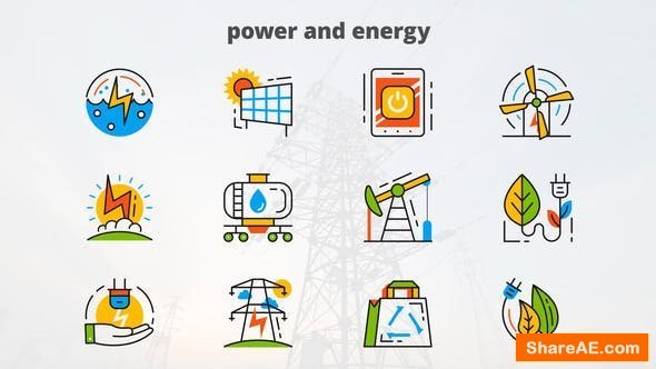 Videohive Power and Energy - Flat Animated Icons Videohive Power and Energy - Flat Animated Icons