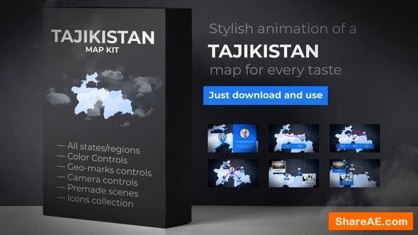 Videohive Tajikistan Map - Republic of Tajikistan Map Kit Videohive Tajikistan Map - Republic of Tajikistan Map Kit