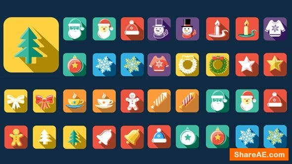 Videohive Flat Style Animated Christmas And New Year Icons Videohive Flat Style Animated Christmas And New Year Icons