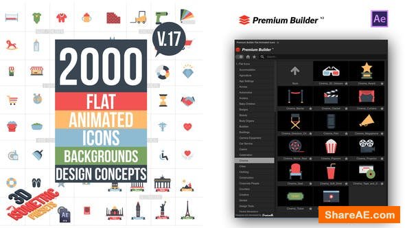 Videohive Flat Animated Icons Library v17